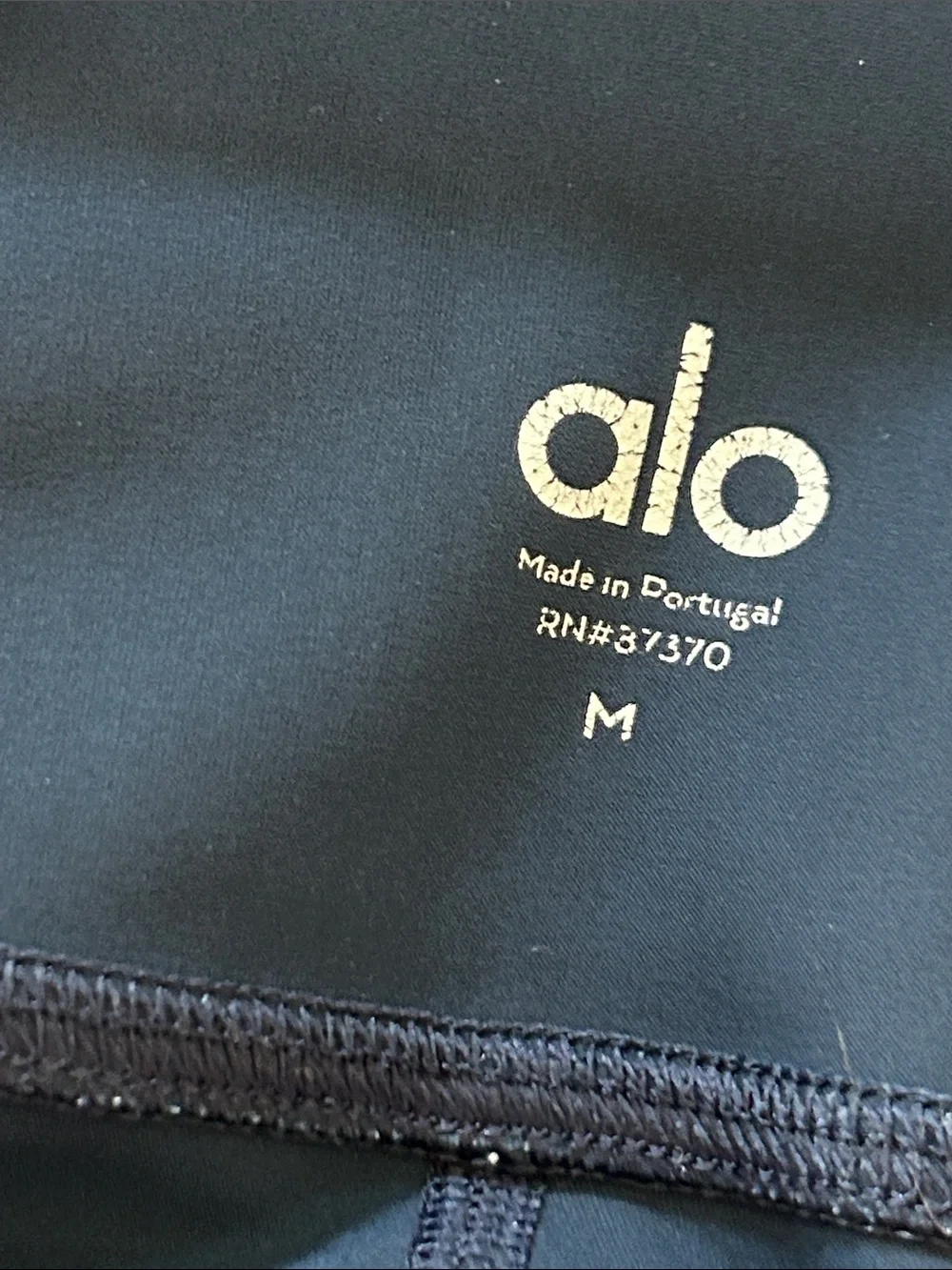 Alo Blue Hi-Waist Warrior Ripped Leggings Sz M w MEASUREMENTS Reflective Logo